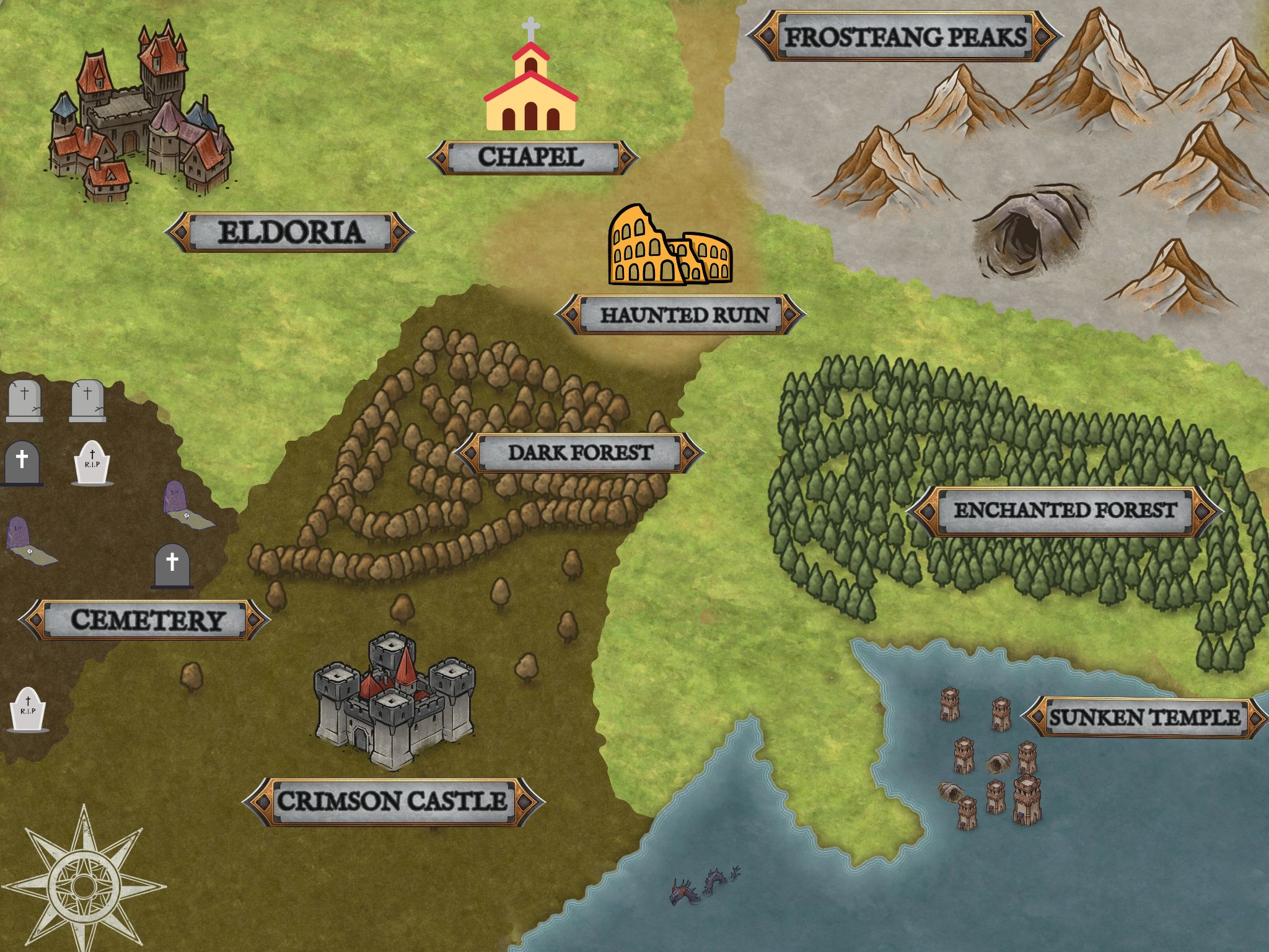 Picture of the locations of Eldoria
